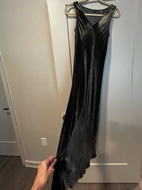 Margaret O’Leary Velvet Maxi Dress in Charcoal Gray size small